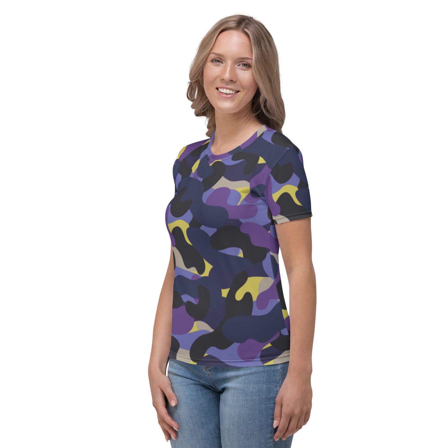 Women's Purple Camo T-shirt, Artistic Camo Shirt