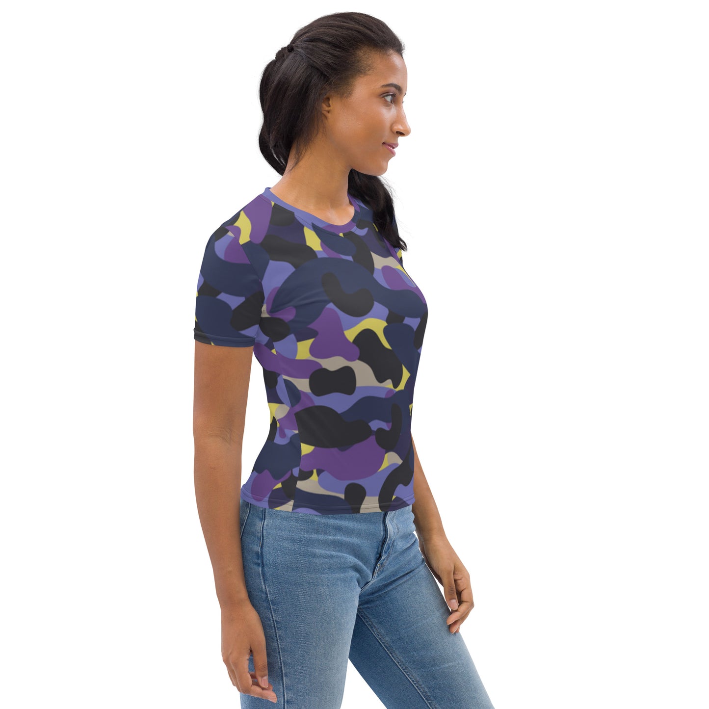 Women's Purple Camo T-shirt, Artistic Camo Shirt