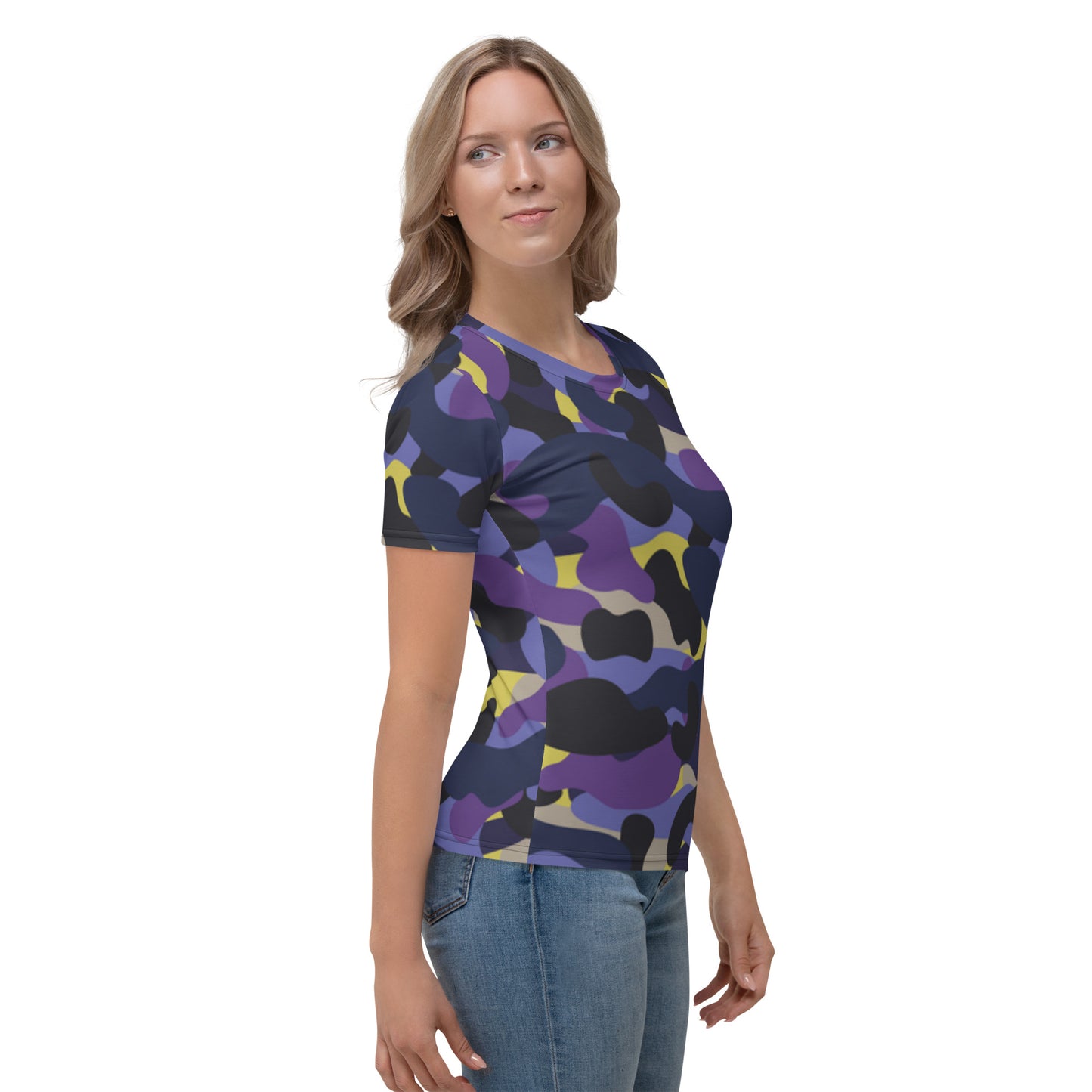 Women's Purple Camo T-shirt, Artistic Camo Shirt