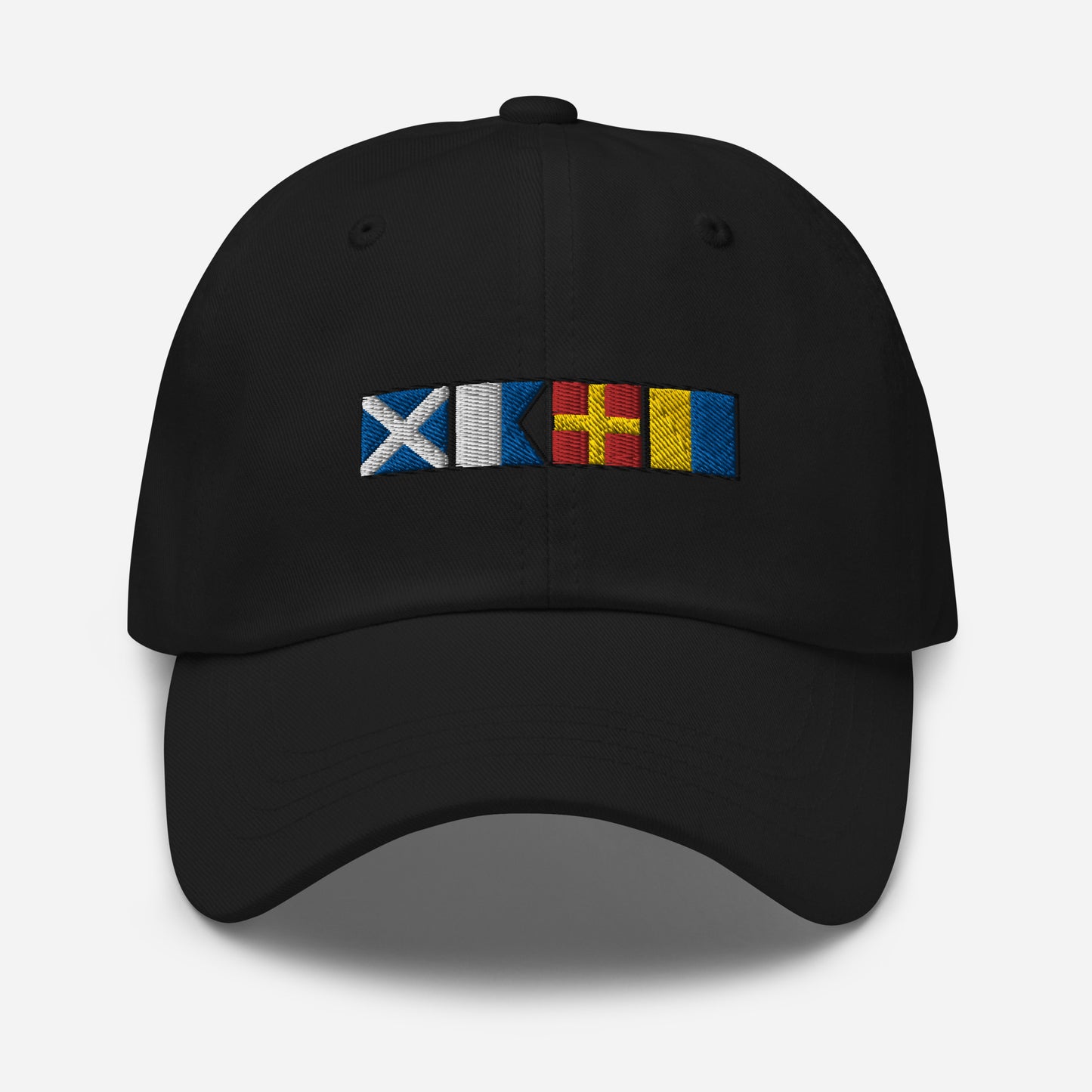 Mark spelled Out With Nautical Signal Flags Dad Hat, Personalized Semaphore Flag Hat