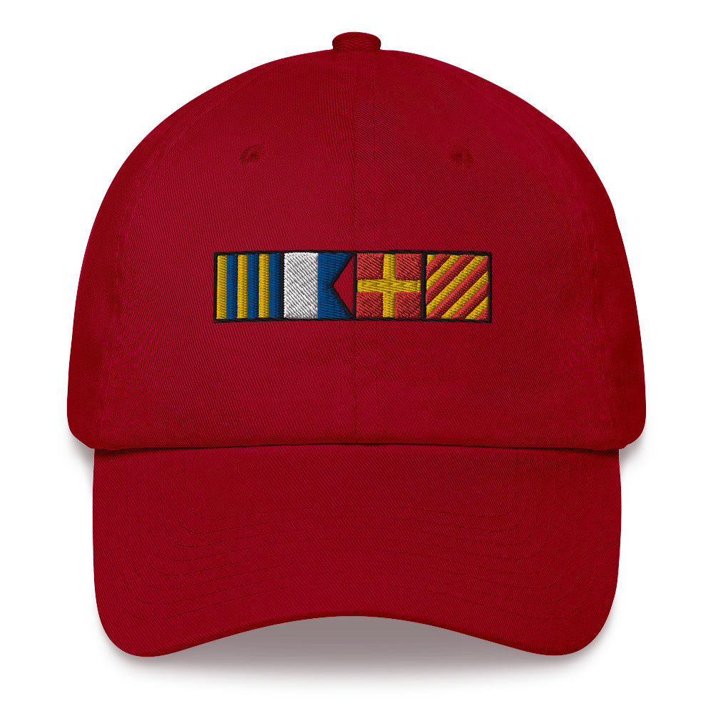 Gary spelled out with semaphore flags Dad hat, personalized nautical flags cap