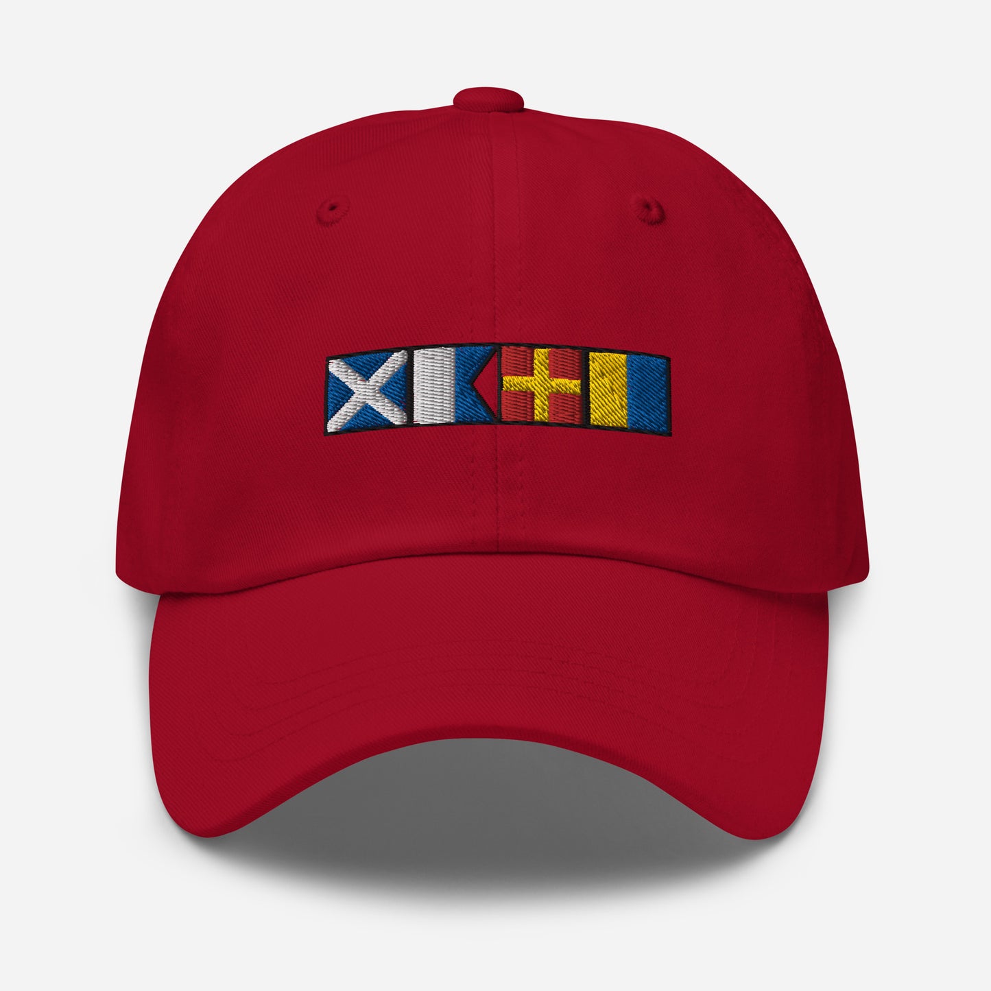 Mark spelled Out With Nautical Signal Flags Dad Hat, Personalized Semaphore Flag Hat