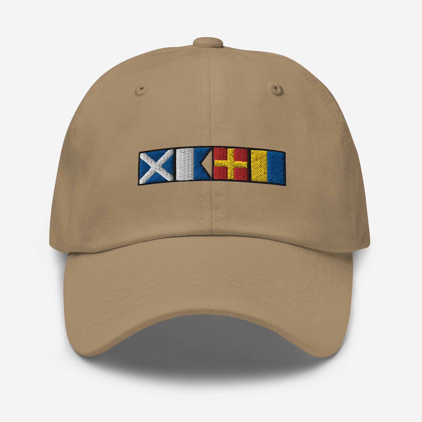 Mark spelled Out With Nautical Signal Flags Dad Hat, Personalized Semaphore Flag Hat