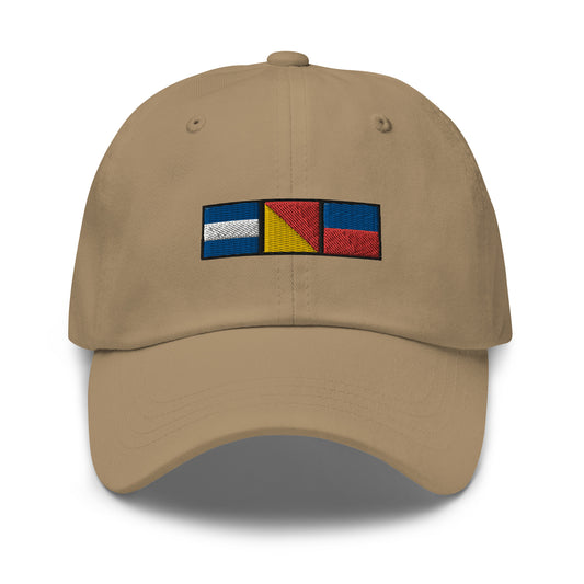 Joe spelled out with embroidered nautical flags Dad hat, Maritime Signal Flag Cap, Boat Hat