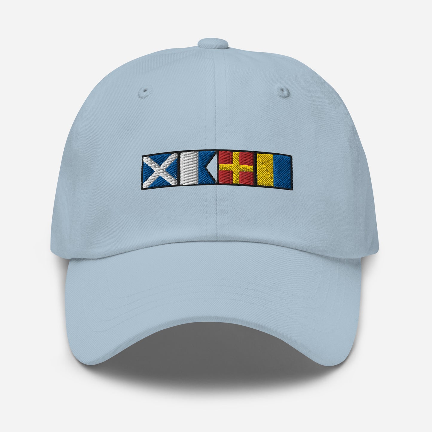 Mark spelled Out With Nautical Signal Flags Dad Hat, Personalized Semaphore Flag Hat