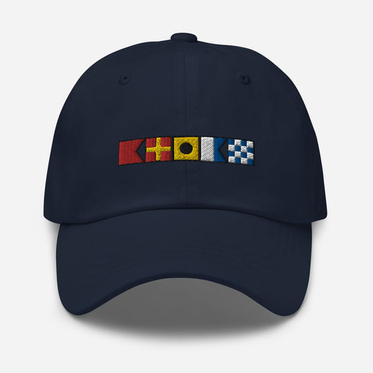 BRIAN spelled out with nautical signal flags dad hat, Personalized semaphore flags cap