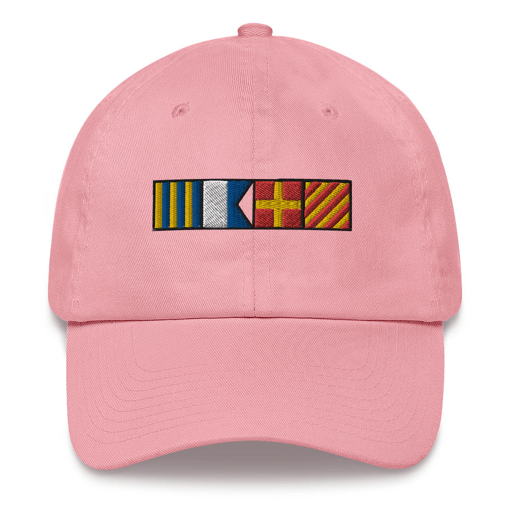 Gary spelled out with semaphore flags Dad hat, personalized nautical flags cap