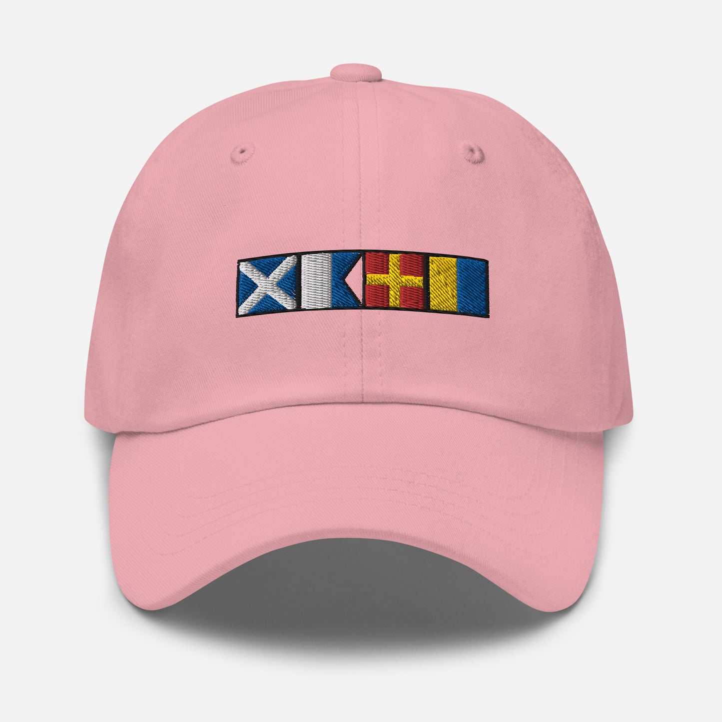 Mark spelled Out With Nautical Signal Flags Dad Hat, Personalized Semaphore Flag Hat