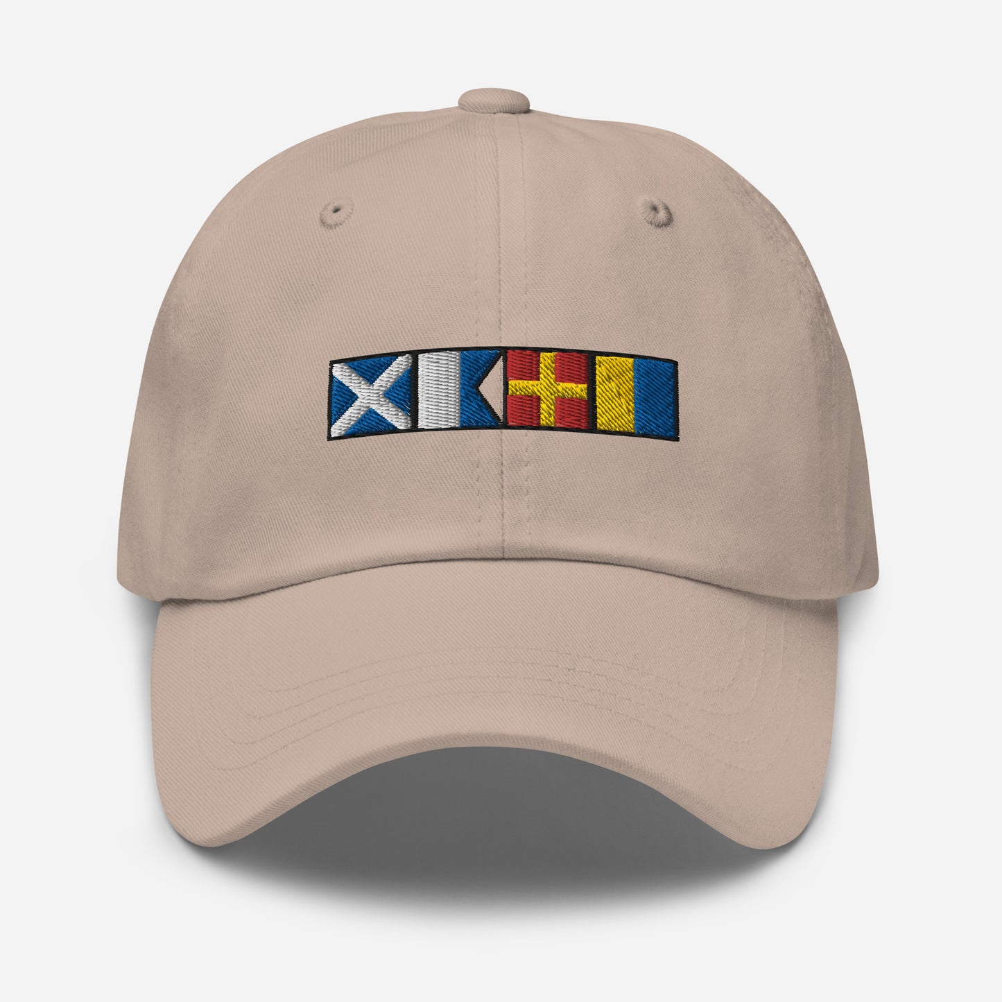 Mark spelled Out With Nautical Signal Flags Dad Hat, Personalized Semaphore Flag Hat