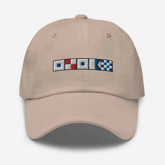 Susan spelled out with embroidered nautical flags Dad hat, Personalized Semaphore Flags Hat