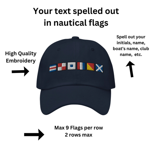 Personalized Nautical Flags Dad hat, Your Text Spelled Out With Nautical Flags, Nautical Gift Idea