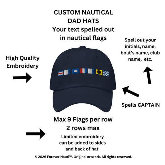 Personalized Nautical Flags Dad hat, Your Text Spelled Out With Nautical Flags, Nautical Gift Idea