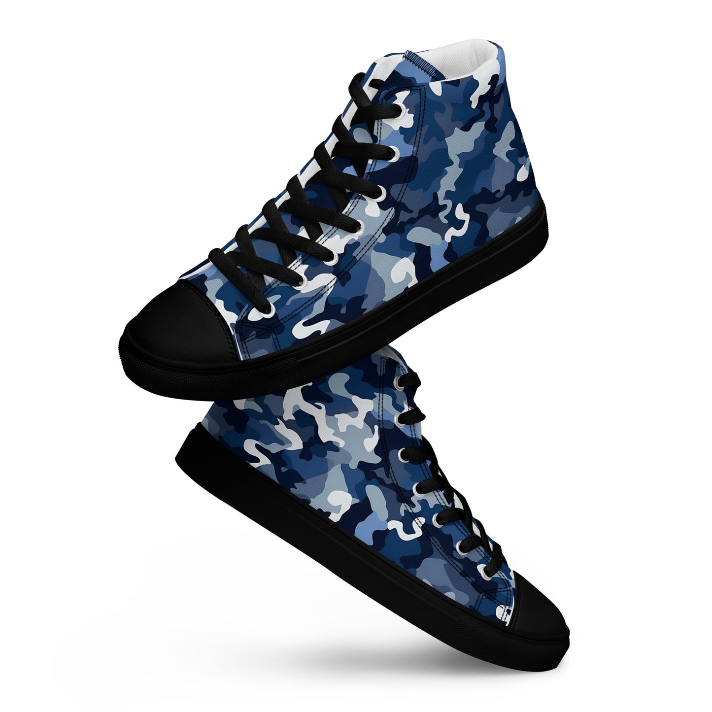 Men’s Ocean Camouflage high top canvas shoes, High Top Camo Sneakers, Nautical Camo Print Sneakers