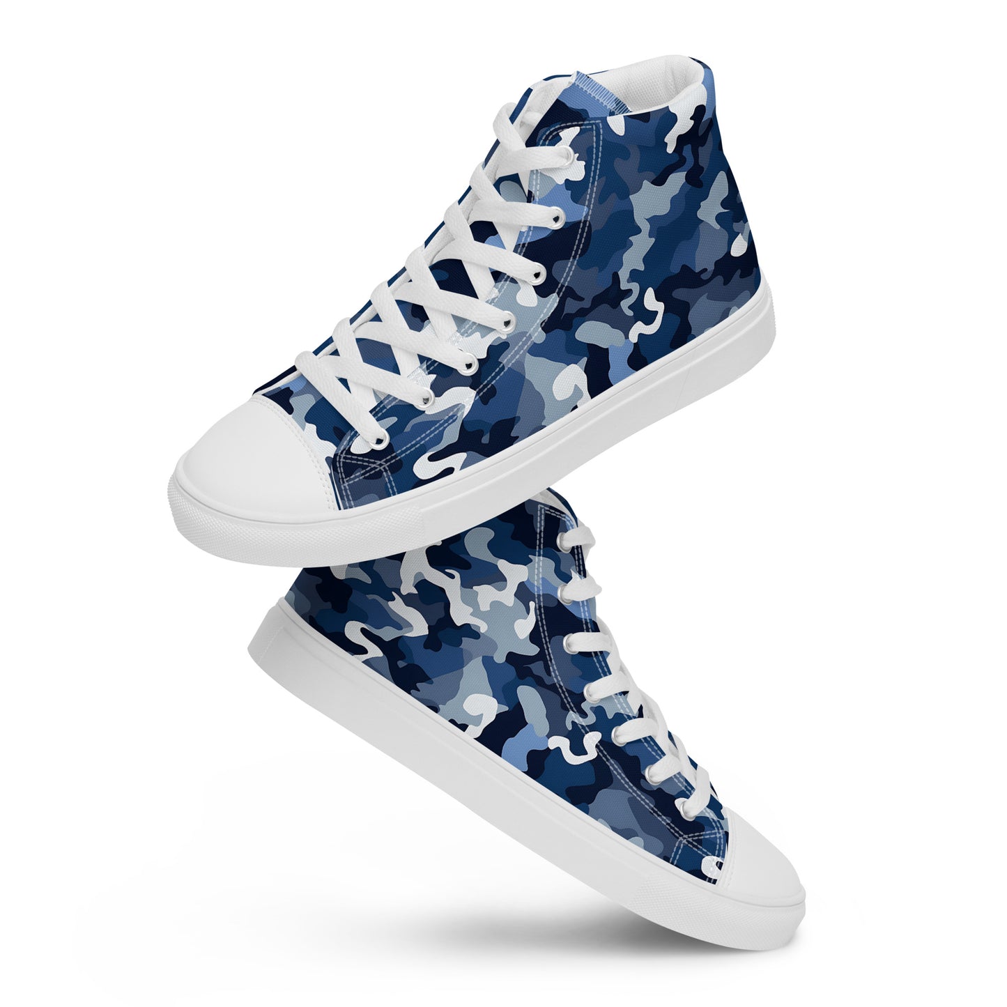 Men’s Ocean Camouflage high top canvas shoes, High Top Camo Sneakers, Nautical Camo Print Sneakers