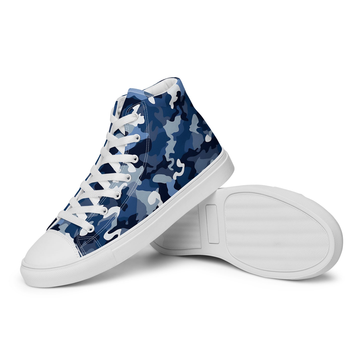 Men’s Ocean Camouflage high top canvas shoes, High Top Camo Sneakers, Nautical Camo Print Sneakers