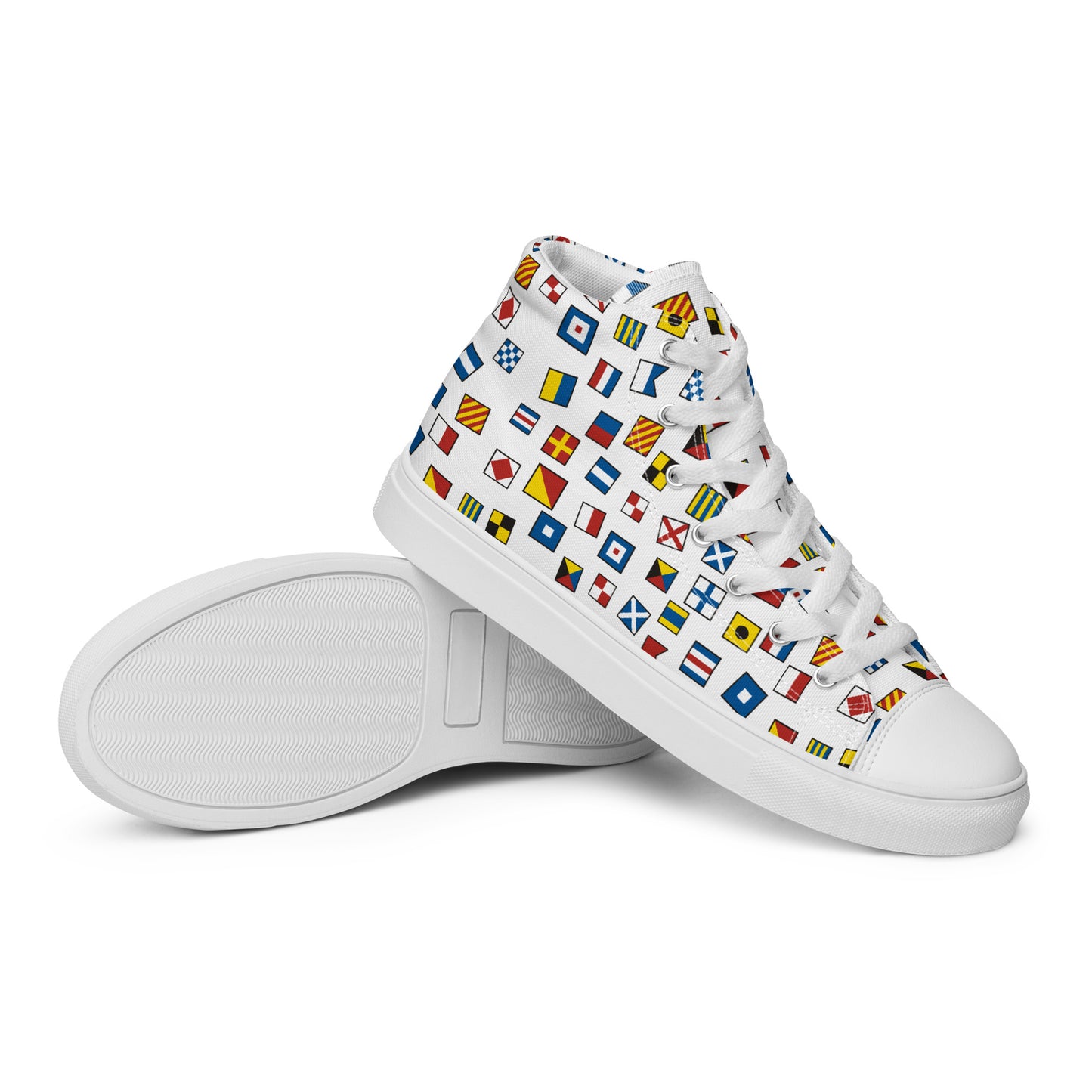 Men’s Nautical Flag high top canvas shoes, Men's Semaphore Flags High Top sneakers