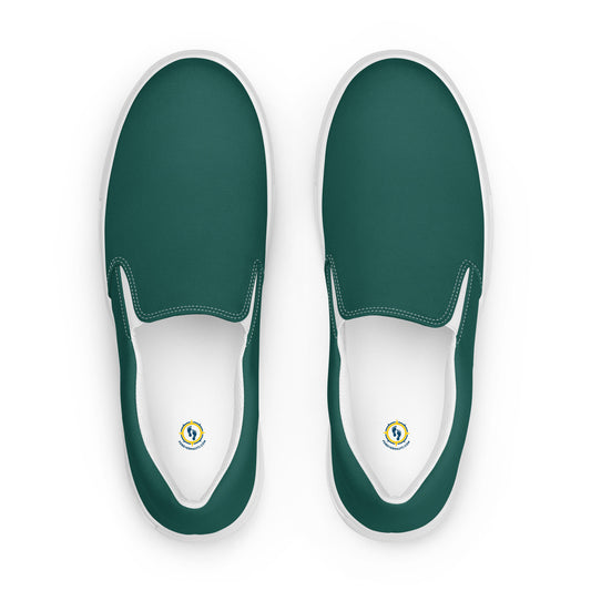 Men’s RT Hunter Green slip-on canvas shoes, Men's green casual summer shoes, Boat shoes