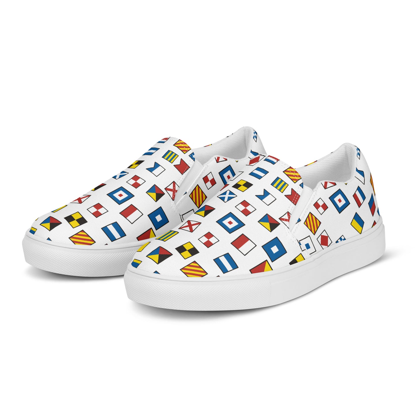 Men’s Nautical Flags slip-on canvas shoes, Men's Semaphore Flags Design Shoes