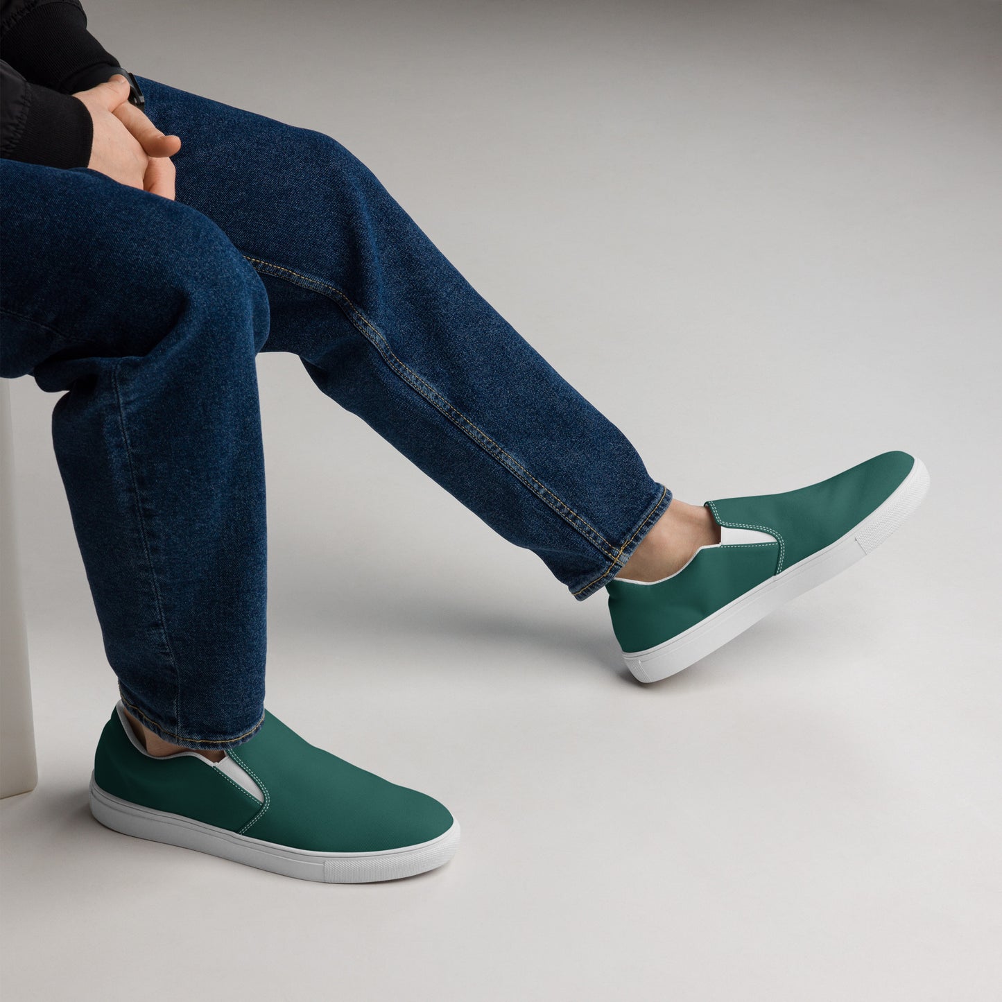 Men’s RT Hunter Green slip-on canvas shoes, Men's green casual summer shoes, Boat shoes