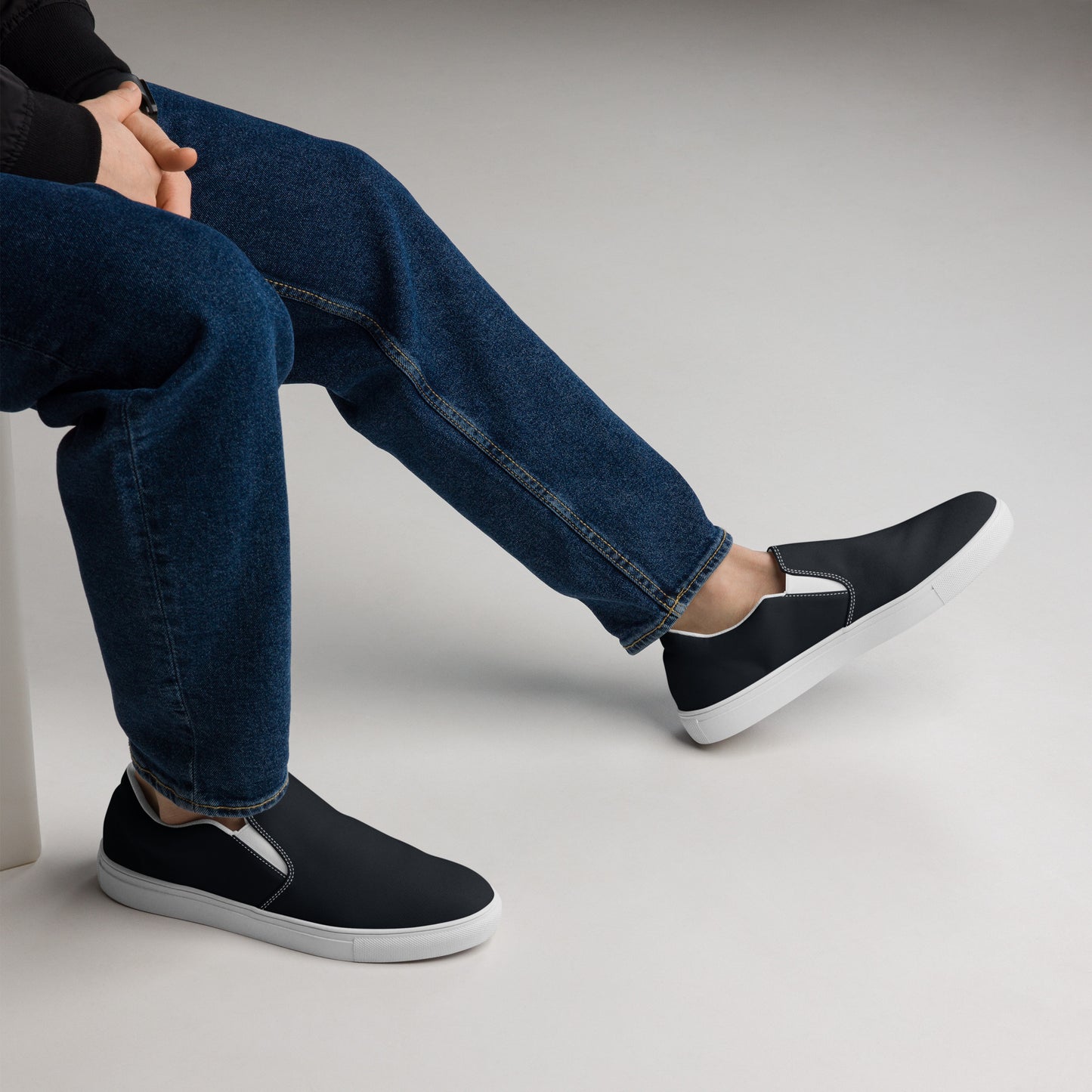 Men’s Black slip-on canvas shoes, Black Slip-on Sneakers, Black Deck Shoes, Black Boat Shoes, Black Topsiders