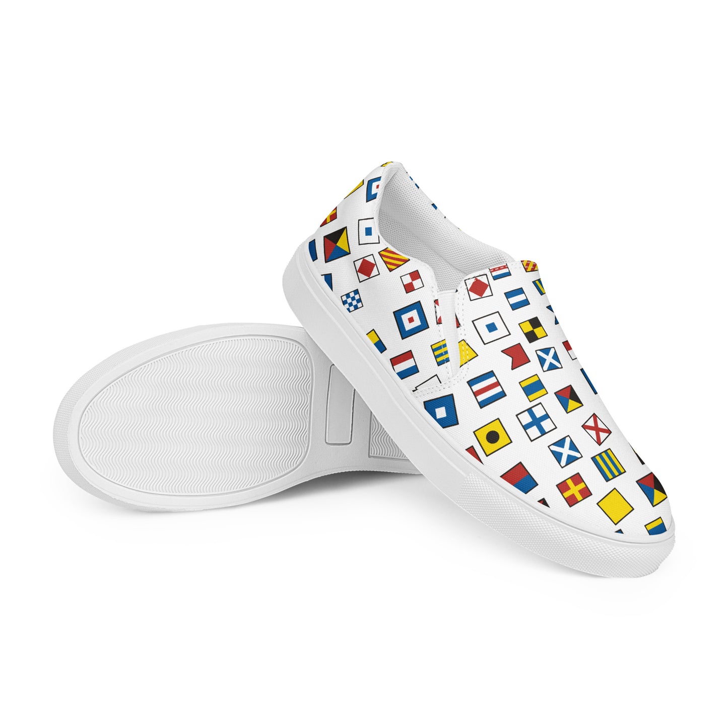 Men’s Nautical Flags slip-on canvas shoes, Men's Semaphore Flags Design Shoes