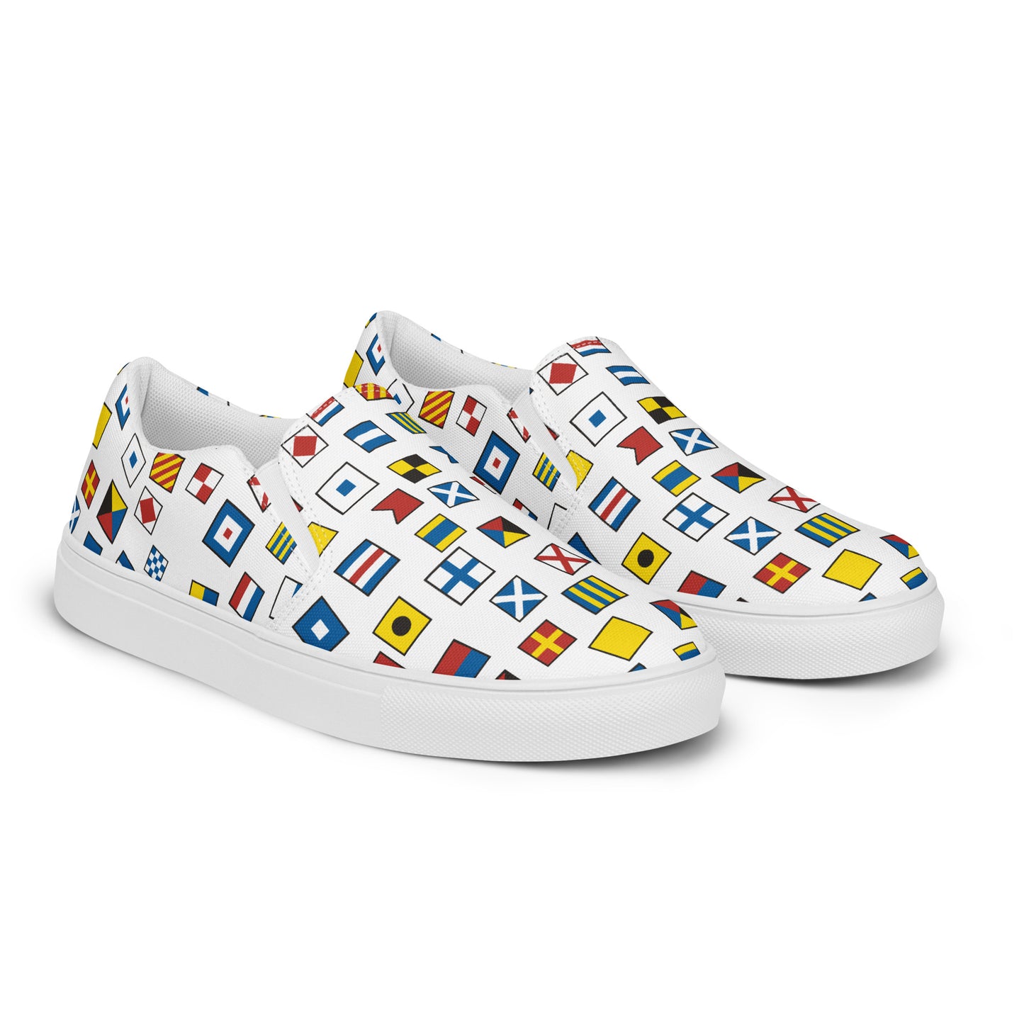 Men’s Nautical Flags slip-on canvas shoes, Men's Semaphore Flags Design Shoes