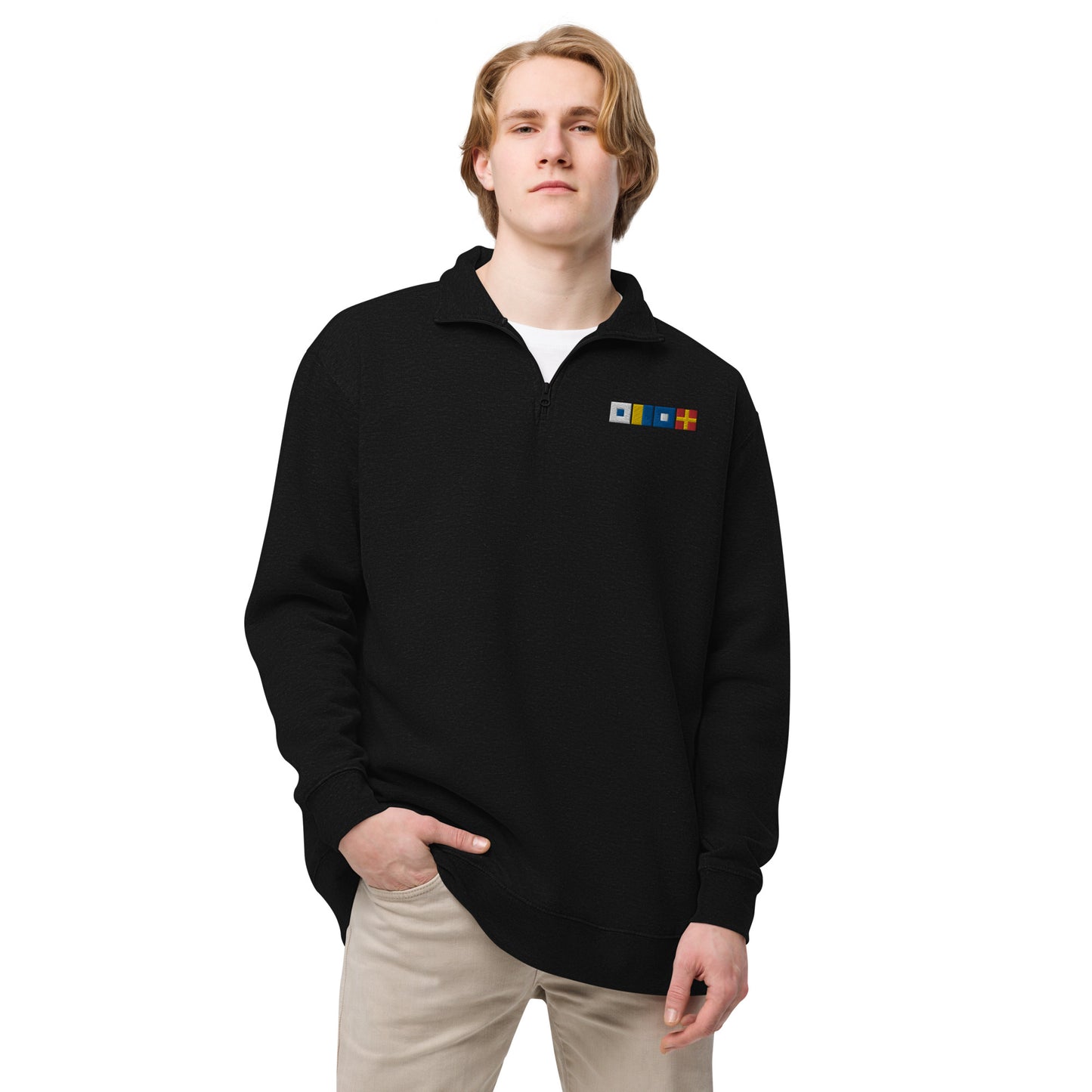 SKPR (skipper) spelled out with Embroidered Nautical Flags Unisex fleece pullover, Boat Gift