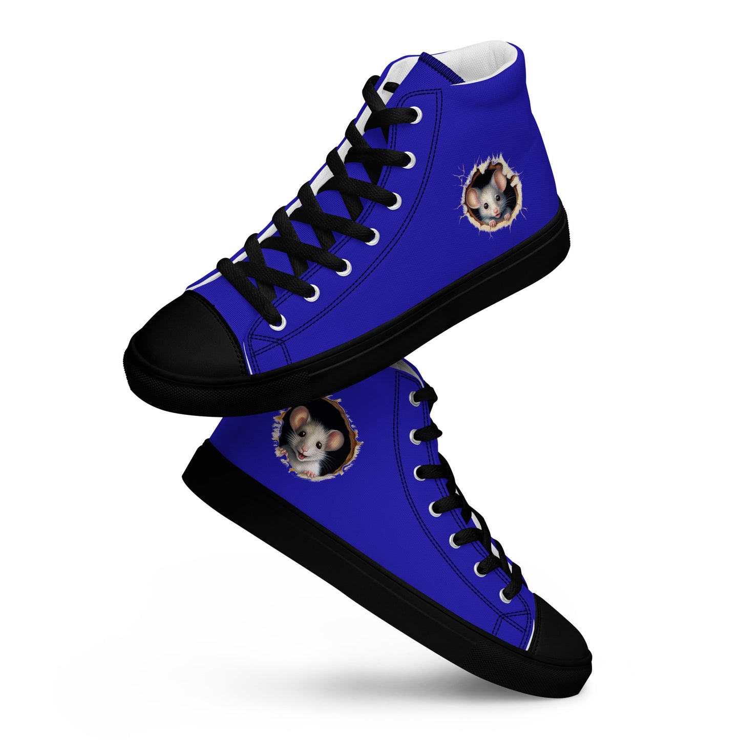 Women’s Royal Blue high top canvas shoes with mice