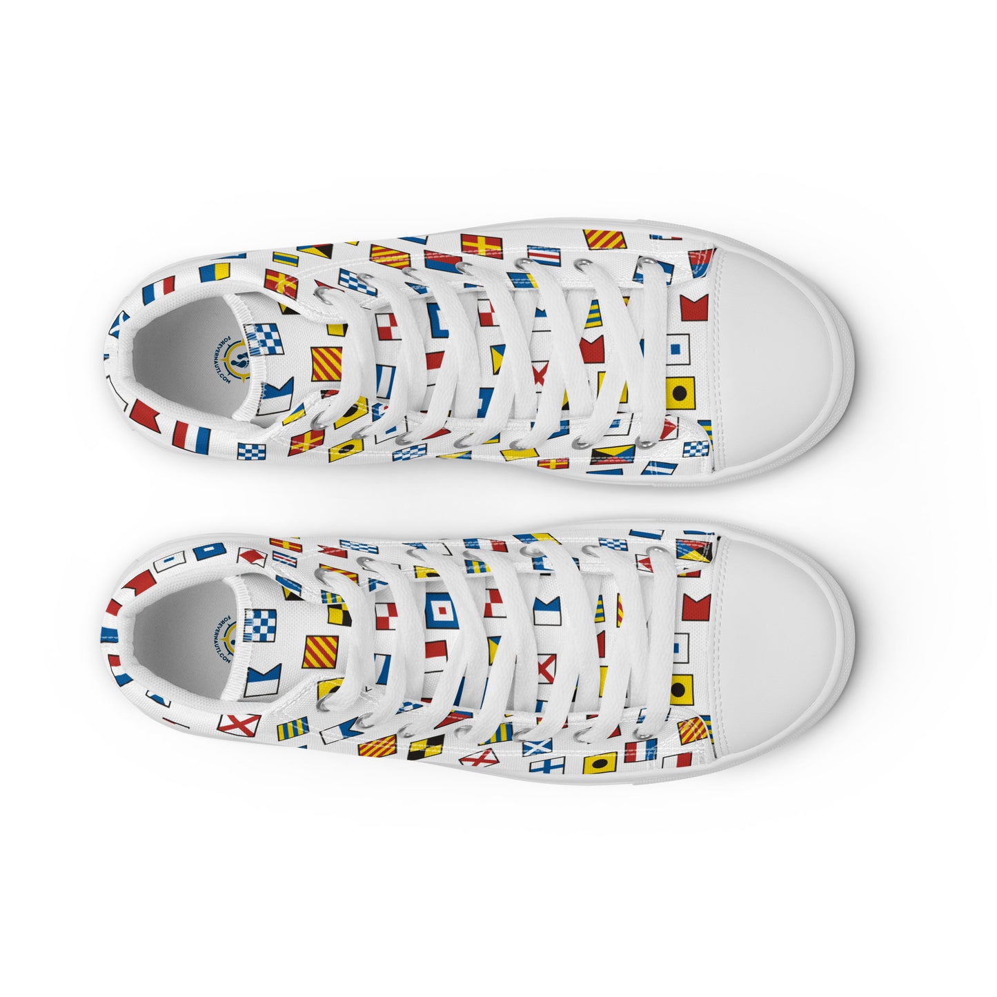 Women’s Nautical Flags high top canvas shoes, Women's Semaphore Flags Sneakers, Cruising Shoes