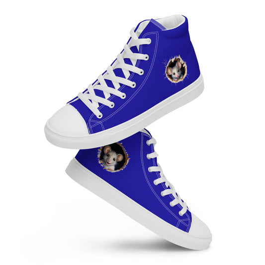 Women’s Royal Blue high top canvas shoes with mice