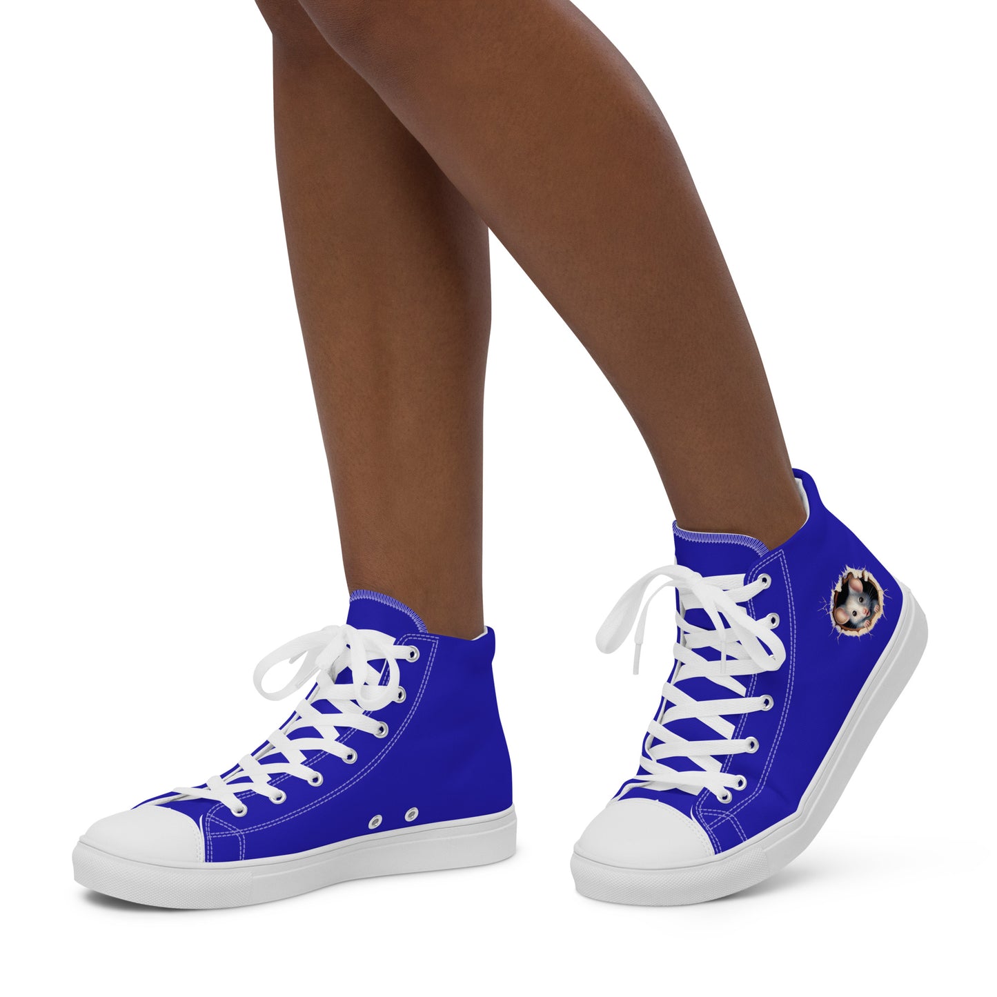 Women’s Royal Blue high top canvas shoes with mice