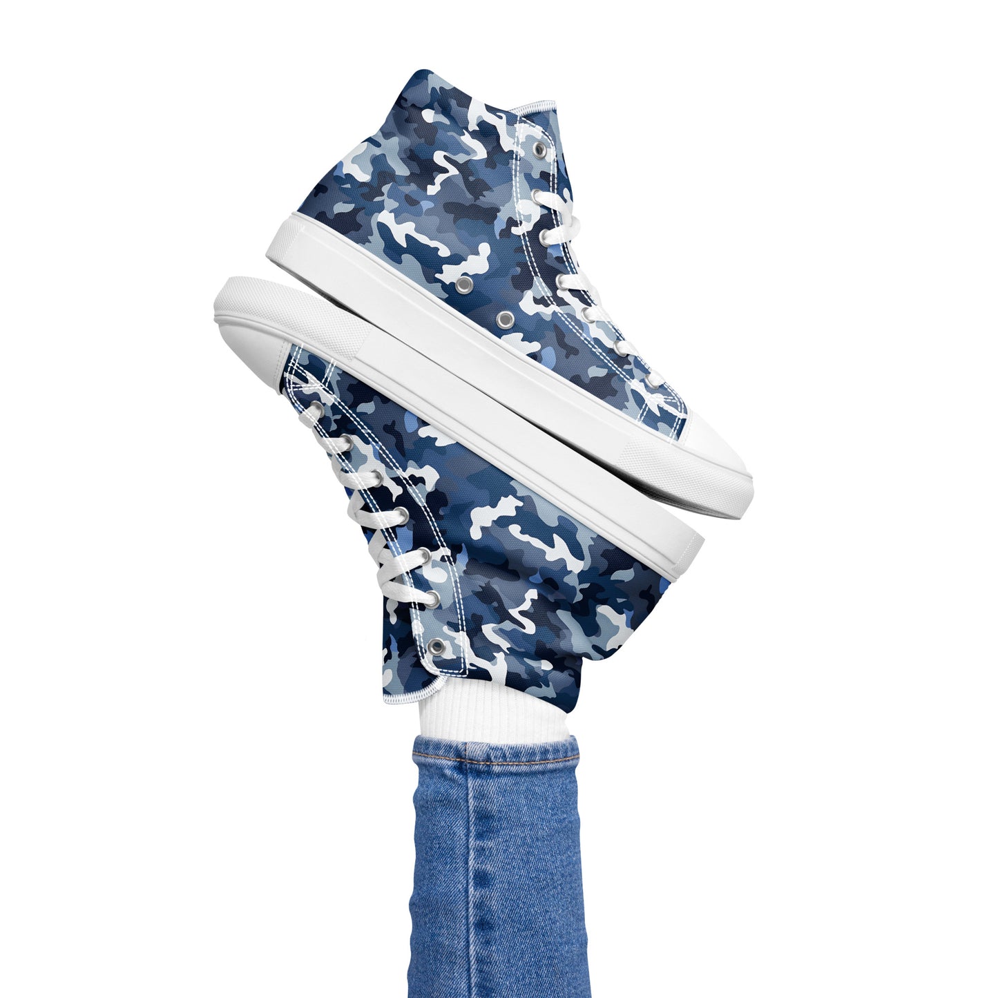 Women’s Ocean Camouflage Print high top canvas shoes, Camo Sneakers