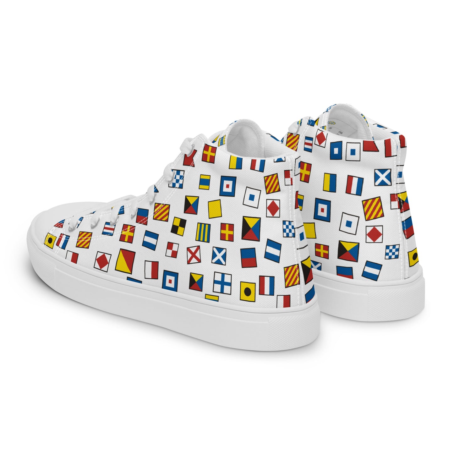 Women’s Nautical Flags high top canvas shoes, Women's Semaphore Flags Sneakers, Cruising Shoes