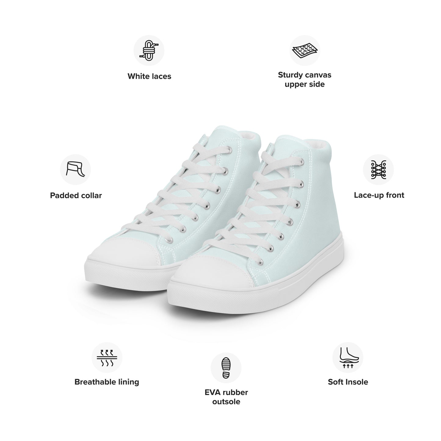 Women’s Glacier Blue high top canvas shoes, Women's high top sneakers