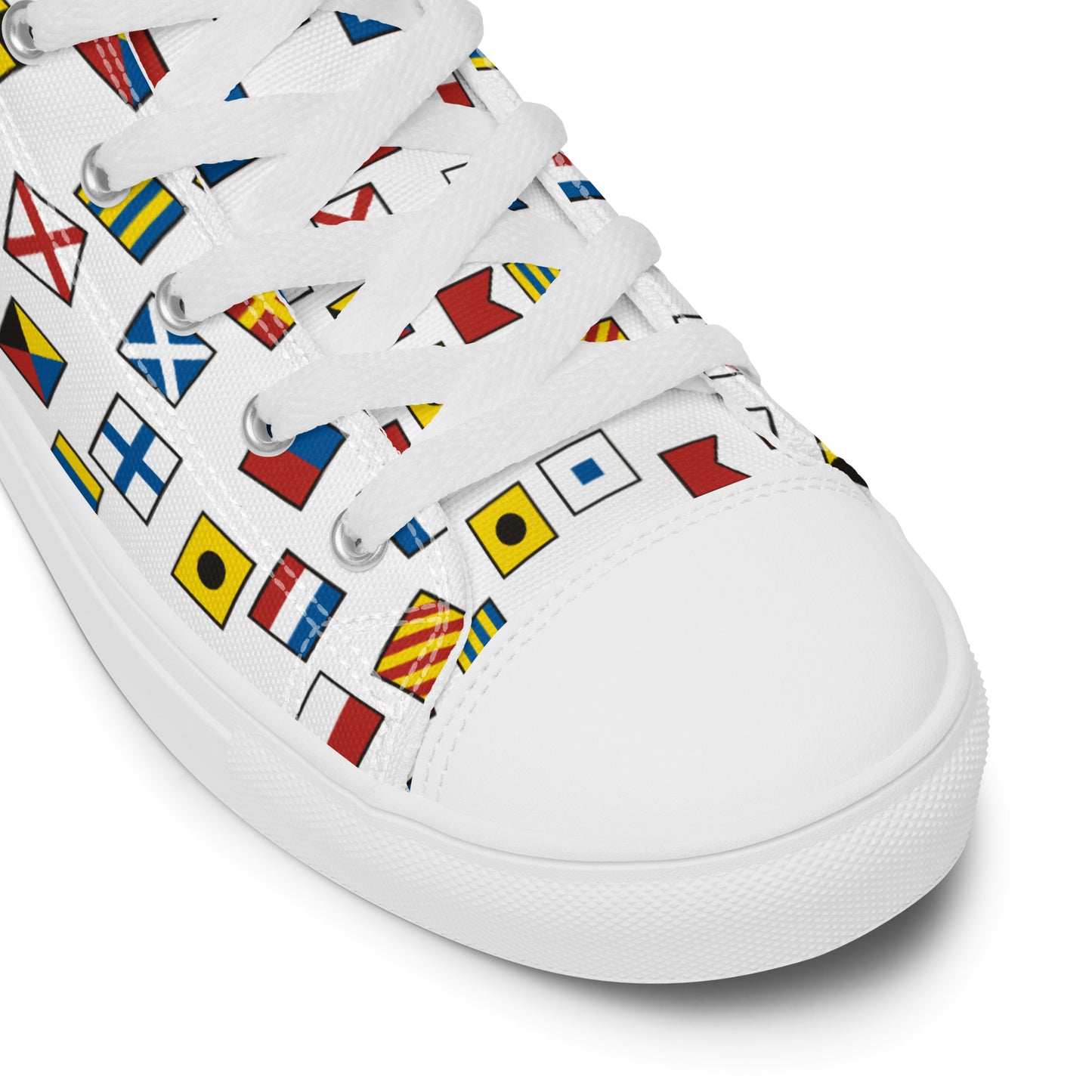 Women’s Nautical Flags high top canvas shoes, Women's Semaphore Flags Sneakers, Cruising Shoes