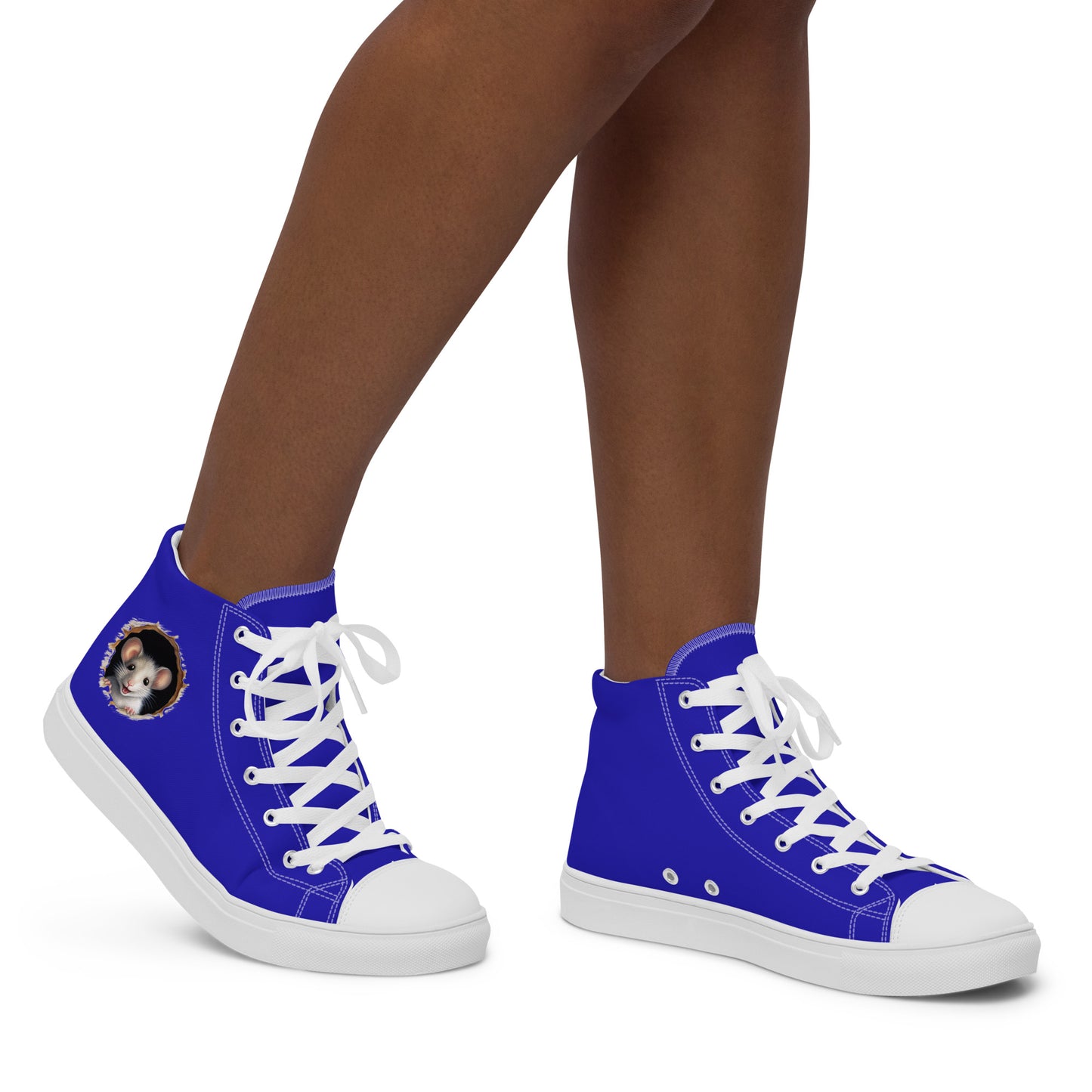 Women’s Royal Blue high top canvas shoes with mice