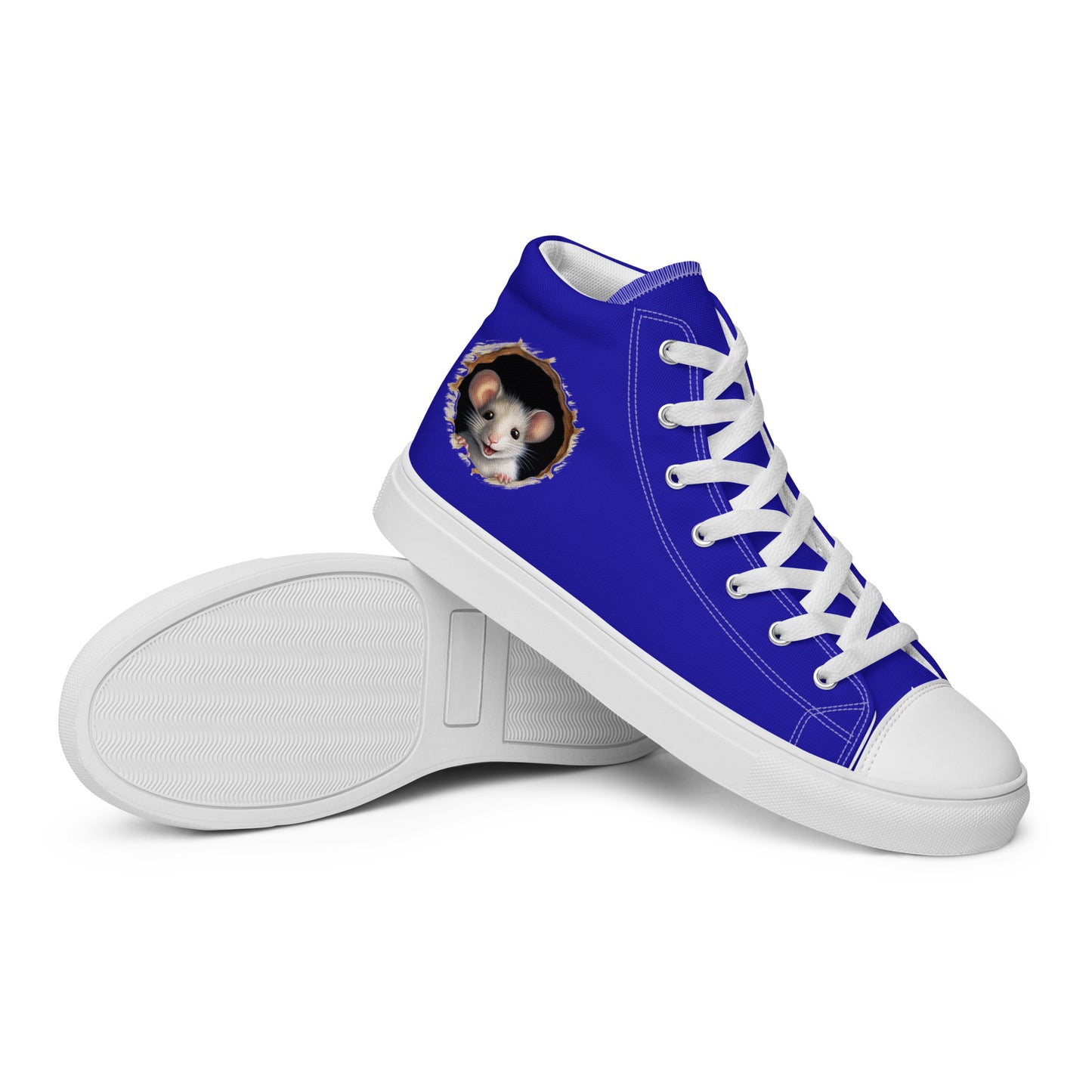 Women’s Royal Blue high top canvas shoes with mice