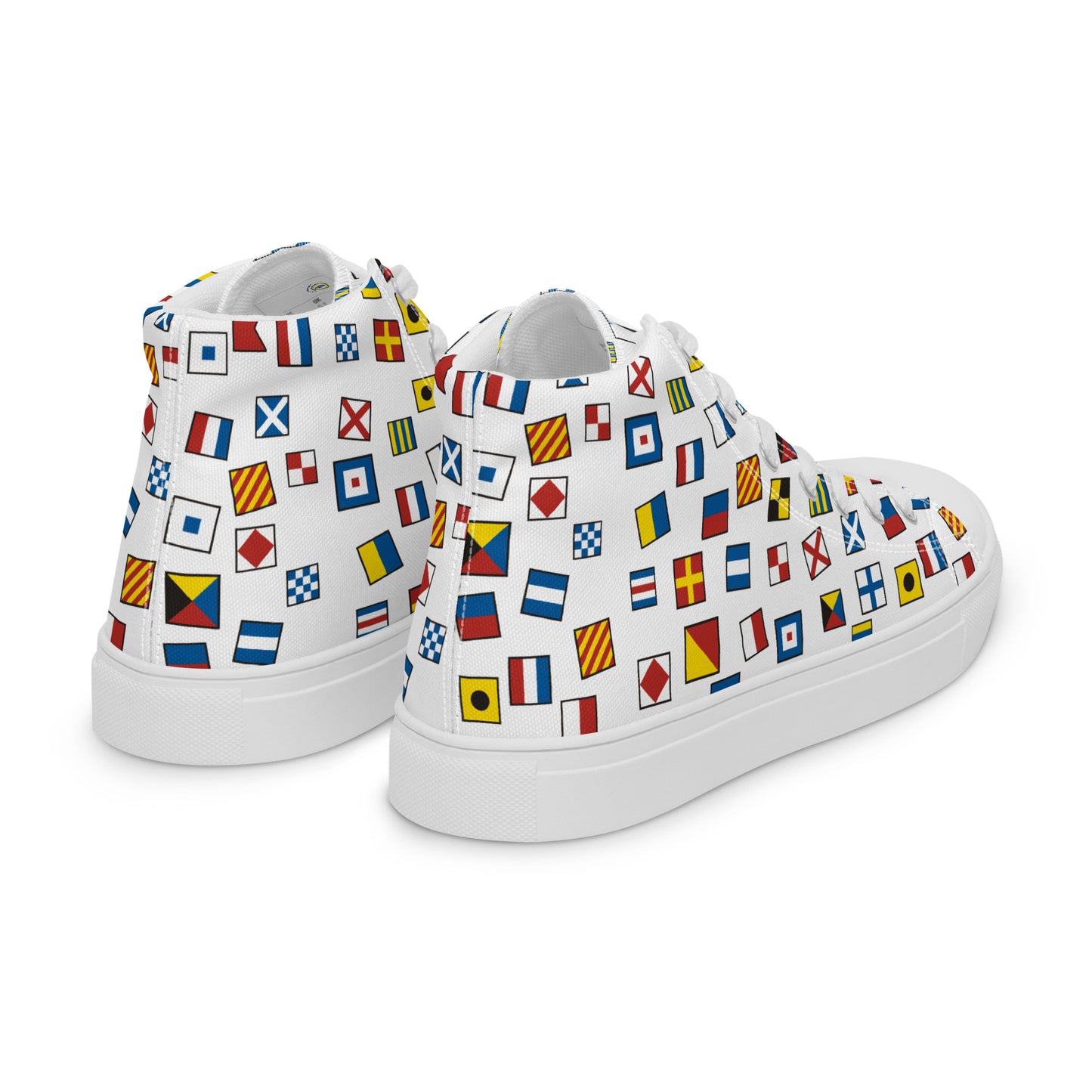 Women’s Nautical Flags high top canvas shoes, Women's Semaphore Flags Sneakers, Cruising Shoes