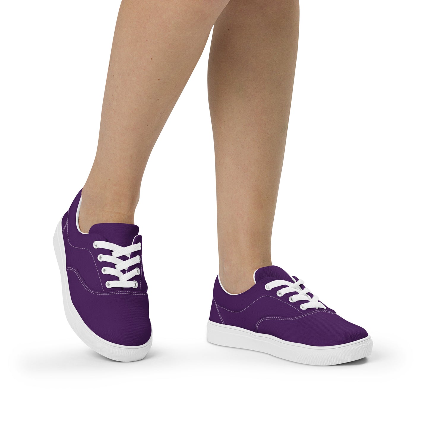 Women’s dark purple lace-up canvas shoes, women's royal purple sneakers