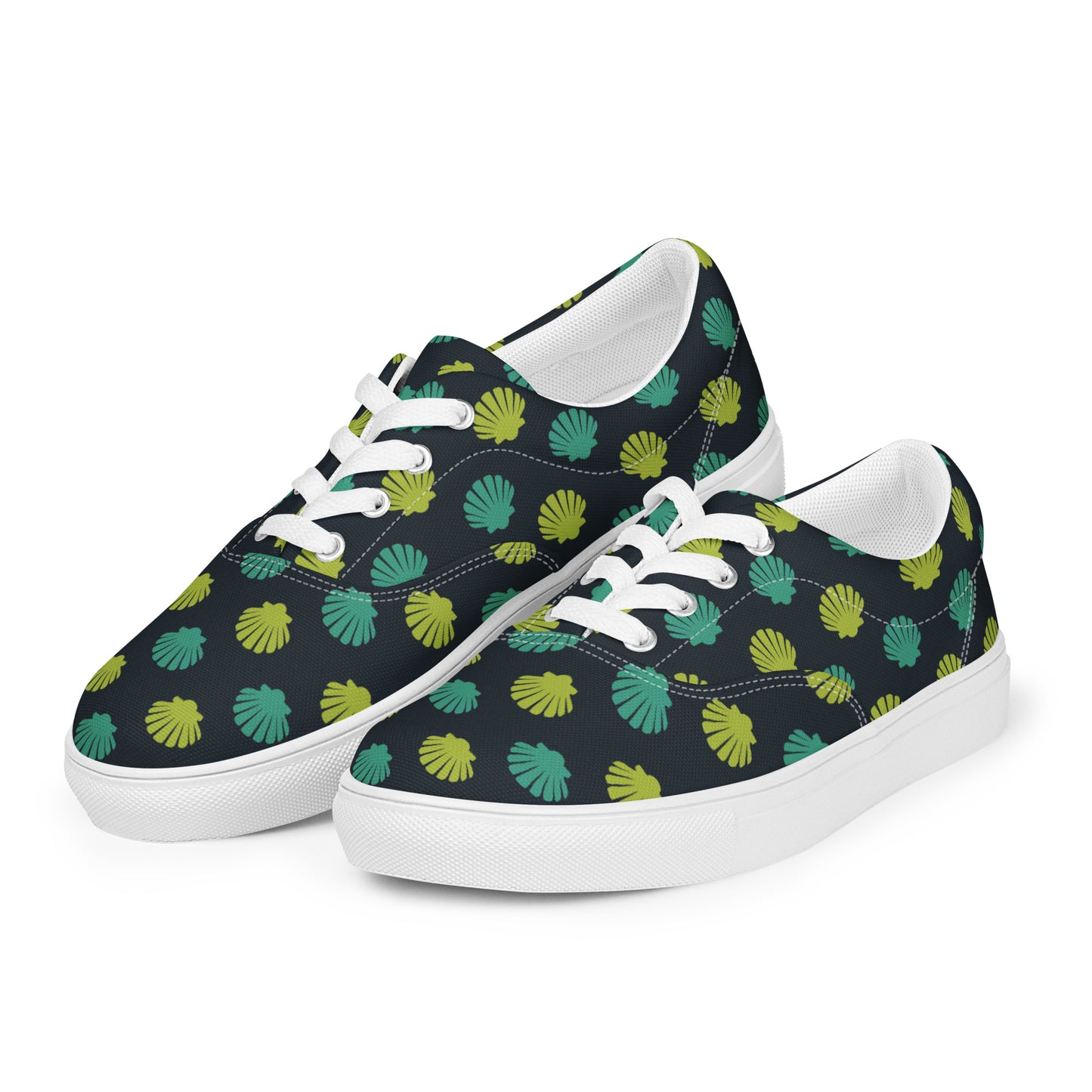 Women’s lace-up canvas shoes with nautical shells design