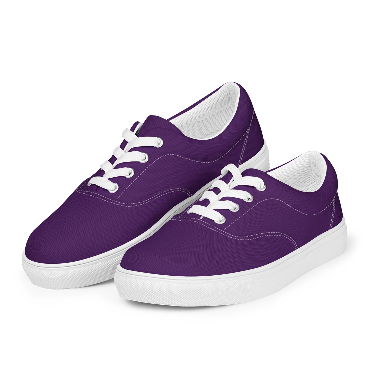 Women’s dark purple lace-up canvas shoes, women's royal purple sneakers