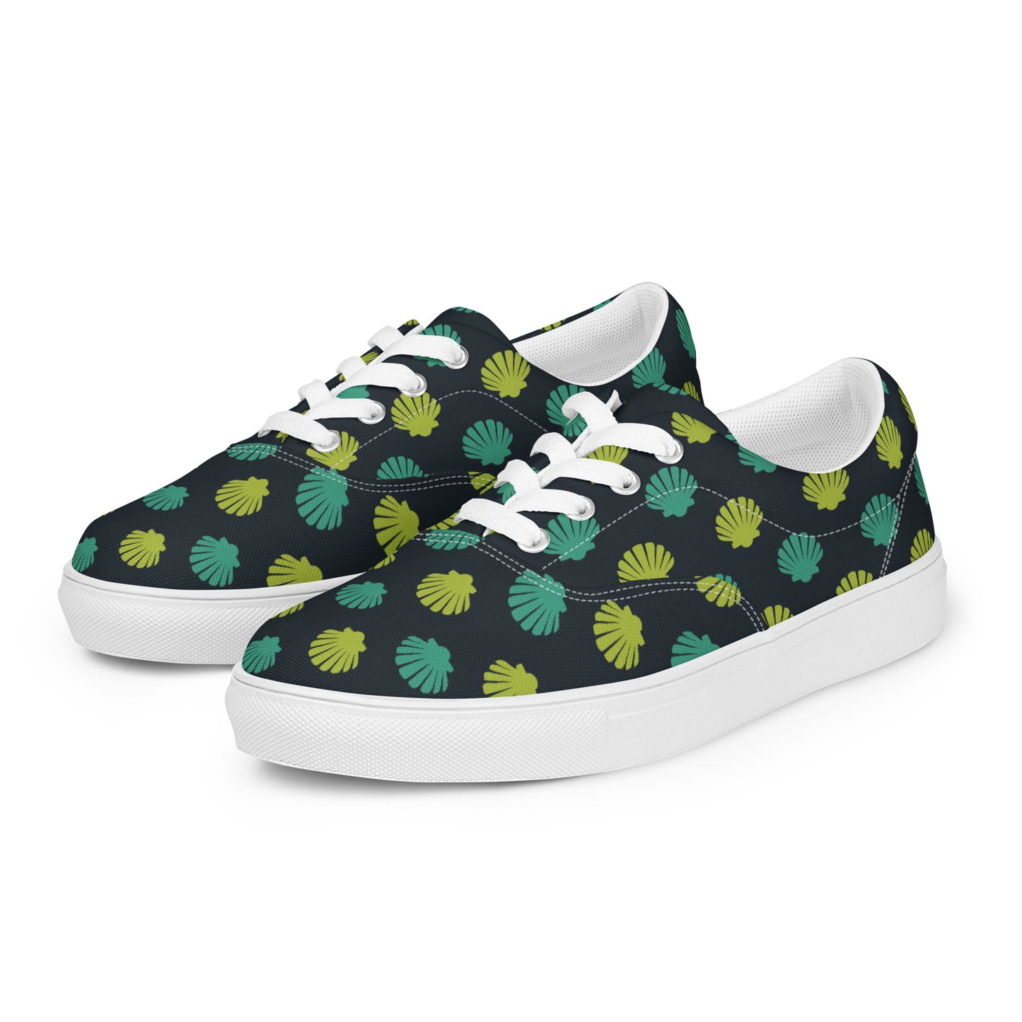 Women’s lace-up canvas shoes with nautical shells design