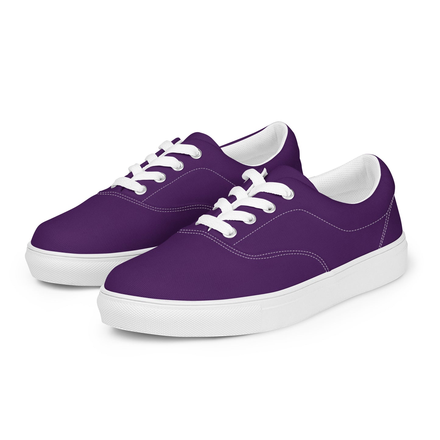 Women’s dark purple lace-up canvas shoes, women's royal purple sneakers