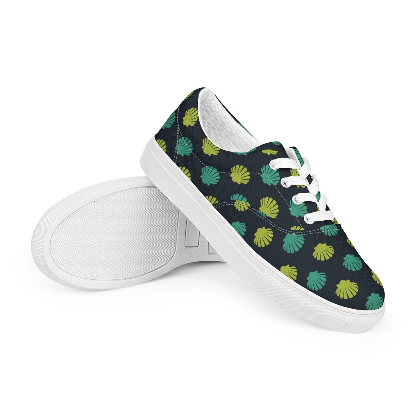 Women’s lace-up canvas shoes with nautical shells design