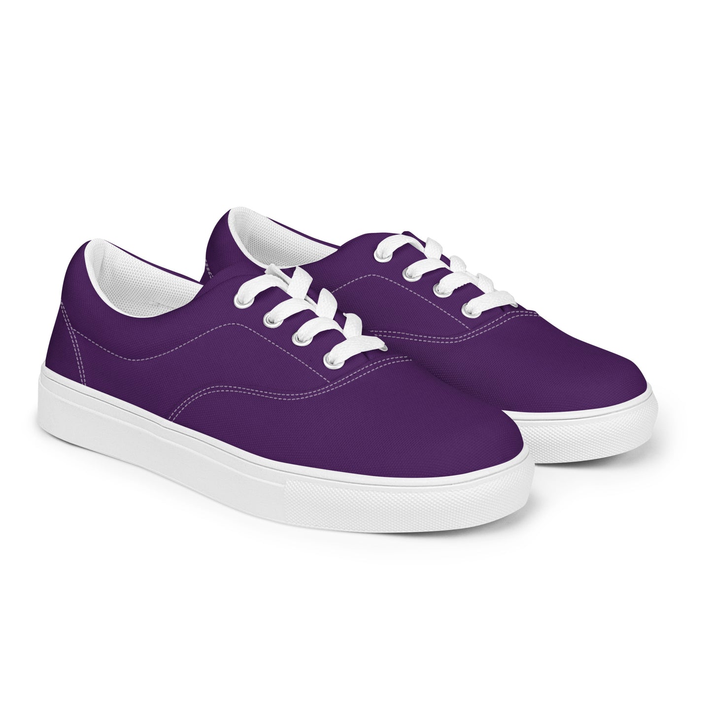 Women’s dark purple lace-up canvas shoes, women's royal purple sneakers