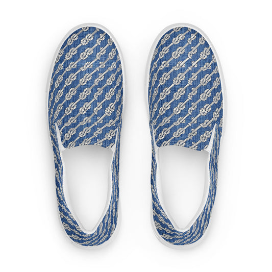 Women’s Denim with Nautical Ropes Print slip-on canvas shoes, Summer Cruising Shoes