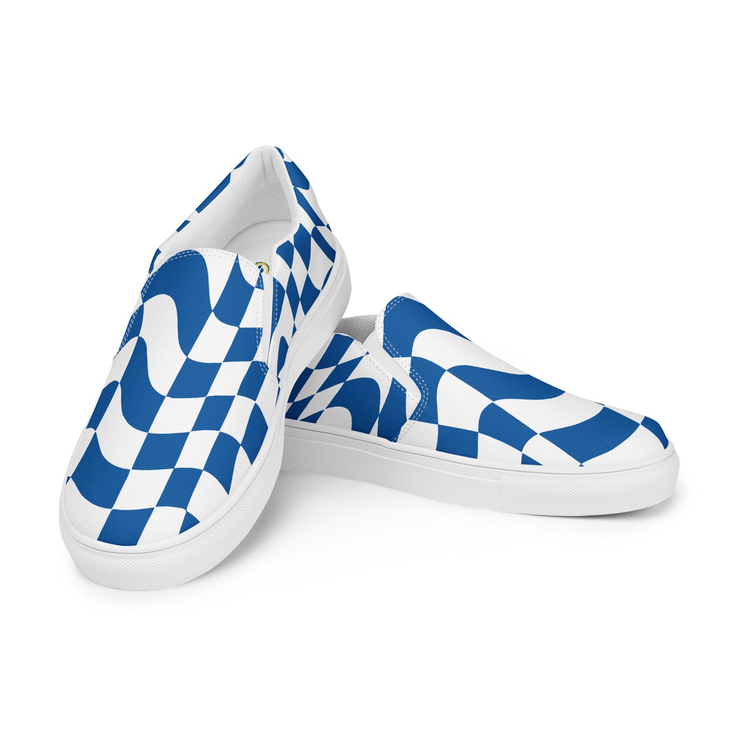 Women’s Blue Checkered slip-on canvas shoes, Women's Slip On Sneakers