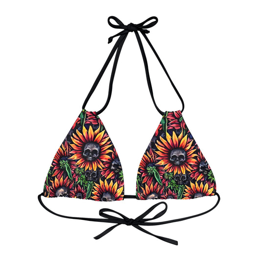 Sunflower Skulls Strappy Triangle Bikini Top