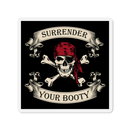 Surrender Your Booty Refrigerator Magnets, Gift For Boat Owner, Funny Jolly Roger Magnet