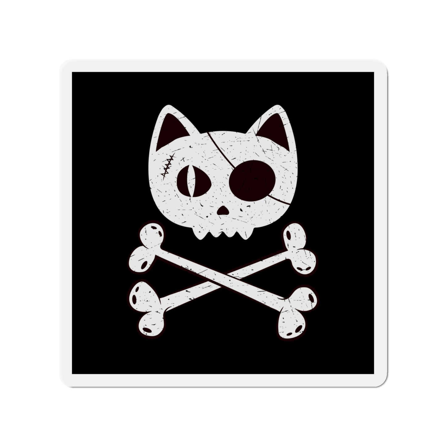 Pirate Cat Skull and Crossbones Die-Cut Magnets, Pirate Cat Refrigerator Magnet, Funny Nautical Cat Pirate Flag Magnet